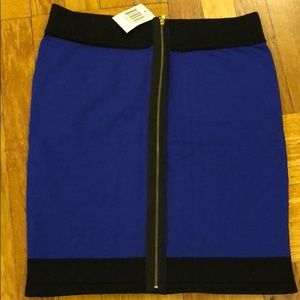 NWT color block stretch skirt/ full front zipper